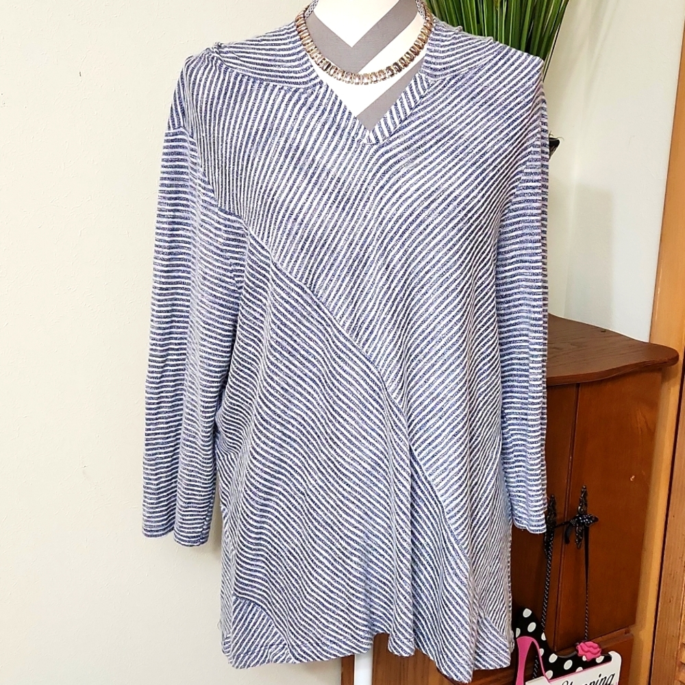 Chico's Blue and White Striped Sweater